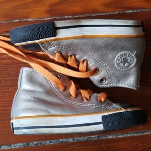Baby size 6 Gold and Orange Converse High tops